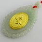 Zodiac Rabbit Natural Jade 24k Gold Pendant Necklace