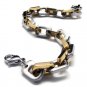 Gold & Silver Steel Rectangular Chain Titanium Bracelet
