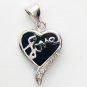 Jewelers Black Love Heart Jade Necklace Earrings Set