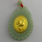 Natural Jade Agate 24k Gold Zodiac Rooster Pendant