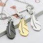 Black Titanium Steel Men's Ring Feather Love Necklace