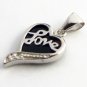 Jewelers Black Love Heart Jade Pendant Necklace Charm