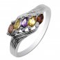 Multicolored Elegant Natural Cut Gem Teardrop Ring