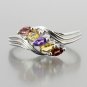 Multicolored Elegant Natural Cut Gem Teardrop Ring