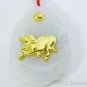Natural Jade 24k Gold Zodiac Ox Pendant Necklace