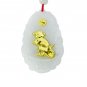 Natural Jade 24k Gold Zodiac Rat Pendant Necklace
