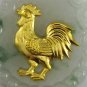 Vintage 24k Gold Natural Jade Zodia ROOSTER Charm
