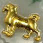 Vintage Zodiac Dog Jade Natural Pendant, w/ 24k Gold