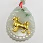 Vintage Zodiac Dog Jade Natural Pendant, w/ 24k Gold