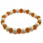 New 8mm White Orange Jewelers Elastic Agate Bracelet
