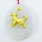 Natural Jade Agate 24k Gold Zodiac Dog Pendant