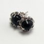 Smooth Circle Shaped Black Jade Earrings