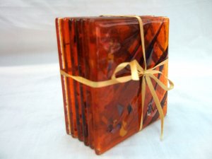 Fused glass tiger coasters