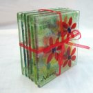 Fused glass flower coasters