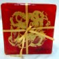 Red and gold fused glass coasters