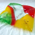 Fused glass rainbow plate