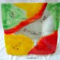 Fused glass rainbow plate