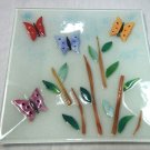 Large fused glass butterfly plate