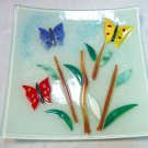 Small fused glass butterfly plate