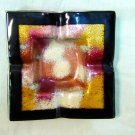 Fused glass metallic dust ashtray