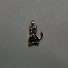 ESTATE 1.50ctw Red & Clear Cubic Zirconia Cat Pendant 925 SOLID Sterling Silver