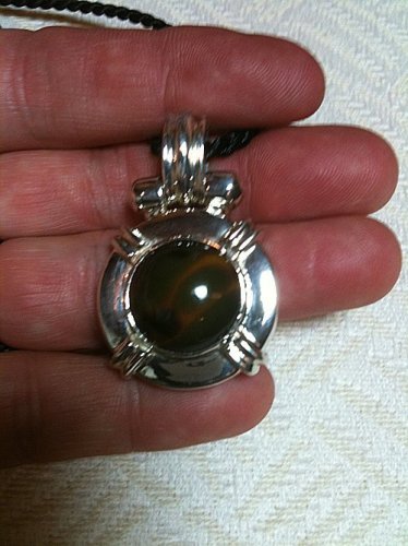 Lab Created Amber Sliding 925 Sterling Silver Pendant & Rope Cord Necklace