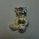 0.85ctw Peridot Combination Pin-Brooch & Pendant Bear Design 925 Sterling Silver