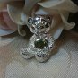 0.85ctw Peridot Combination Pin-Brooch & Pendant Bear Design 925 Sterling Silver