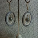 Lavender & White MOP with Silver FAUX Pearl Dangle LeverBack Earrings 925 Silver