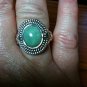 NATURAL Mint Green Chalcedony Cabochon Ring 925 Sterling Silver Size 7.5