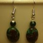 .925 Sterling Silver Natural Ruby Zoisite & Malachite Dangle Earrings Handmade