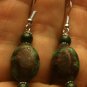 .925 Sterling Silver Natural Ruby Zoisite & Malachite Dangle Earrings Handmade