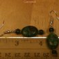.925 Sterling Silver Natural Ruby Zoisite & Malachite Dangle Earrings Handmade