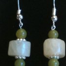 925 Sterling Silver Yellow Jade & Green Aventurine Dangle Drop Earrings Handmade
