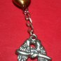 Mini Bookmark Wavy Silver Tone Dangling Catseye Heart & Lovebirds "Handmade"