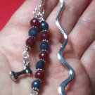 Natural Jade Beads Dog & Bone Charms Dangle - SilverTone Mini Bookmark Handmade