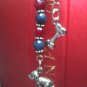 Natural Jade Beads Dog & Bone Charms Dangle - SilverTone Mini Bookmark Handmade