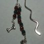 Natural Jade Beads Dog & Bone Charms Dangle - SilverTone Mini Bookmark Handmade