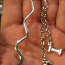 "Handmade" Silver Tone Wavy Mini Bookmark Dangling Silver Tone Dog & Bone Charms
