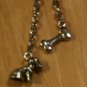 "Handmade" Silver Tone Wavy Mini Bookmark Dangling Silver Tone Dog & Bone Charms