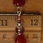 Dangling Natural Red Jade Hearts & Acrylic Beads Handmade Silver Tone Bookmark