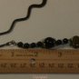 Black Beaded Mini Bookmark with Natural Catseye Heart attached at End "Handmade"