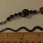 Black Beaded Mini Bookmark with Natural Catseye Heart attached at End "Handmade"