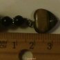 Black Beaded Mini Bookmark with Natural Catseye Heart attached at End "Handmade"