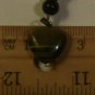 Black Beaded Mini Bookmark with Natural Catseye Heart attached at End "Handmade"