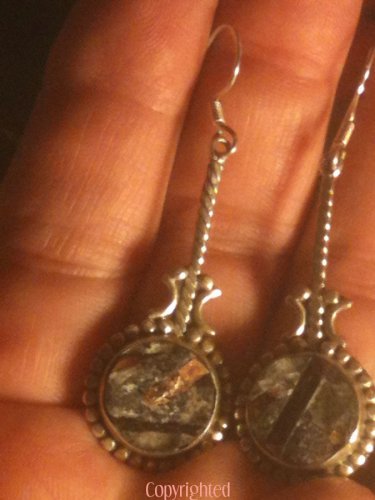 Natural Russian Astrophyllite Dangle Drop Earrings .925 Sterling Silver