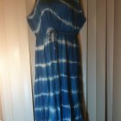 Rayon Blue & White Tye Died Sleeveless Maxi Dress Plus Size 3x XXX J-Gee Brand