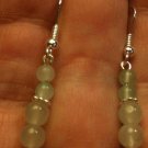 .925 Sterling Silver Natural Aventurine Dangle Drop Earrings "Handmade"