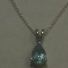 .925 Sterling Silver Natural Blue Topaz Sliding Pendant with Necklace