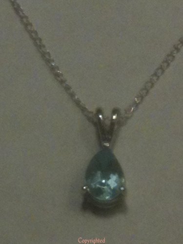 .925 Sterling Silver Natural Blue Topaz Sliding Pendant with Necklace